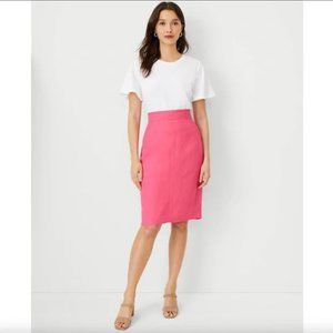 Ann Taylor Linen Blend Seamed Pencil Skirt Pink Size 2